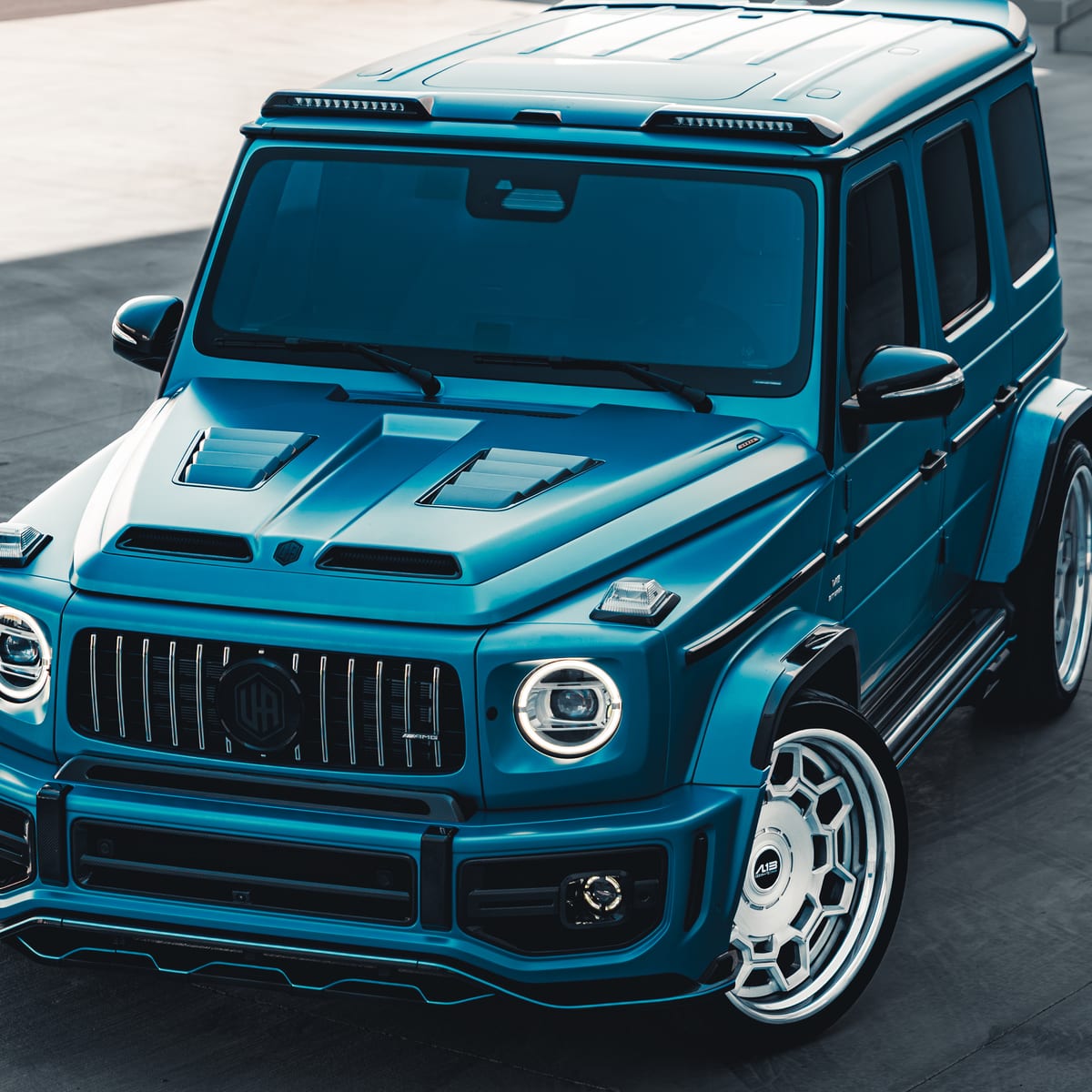 Widebody Mercedes-AMG G 63 in teal, protected with full body paint protection film
